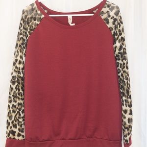 Leopard Print Long Sleeved Blouse